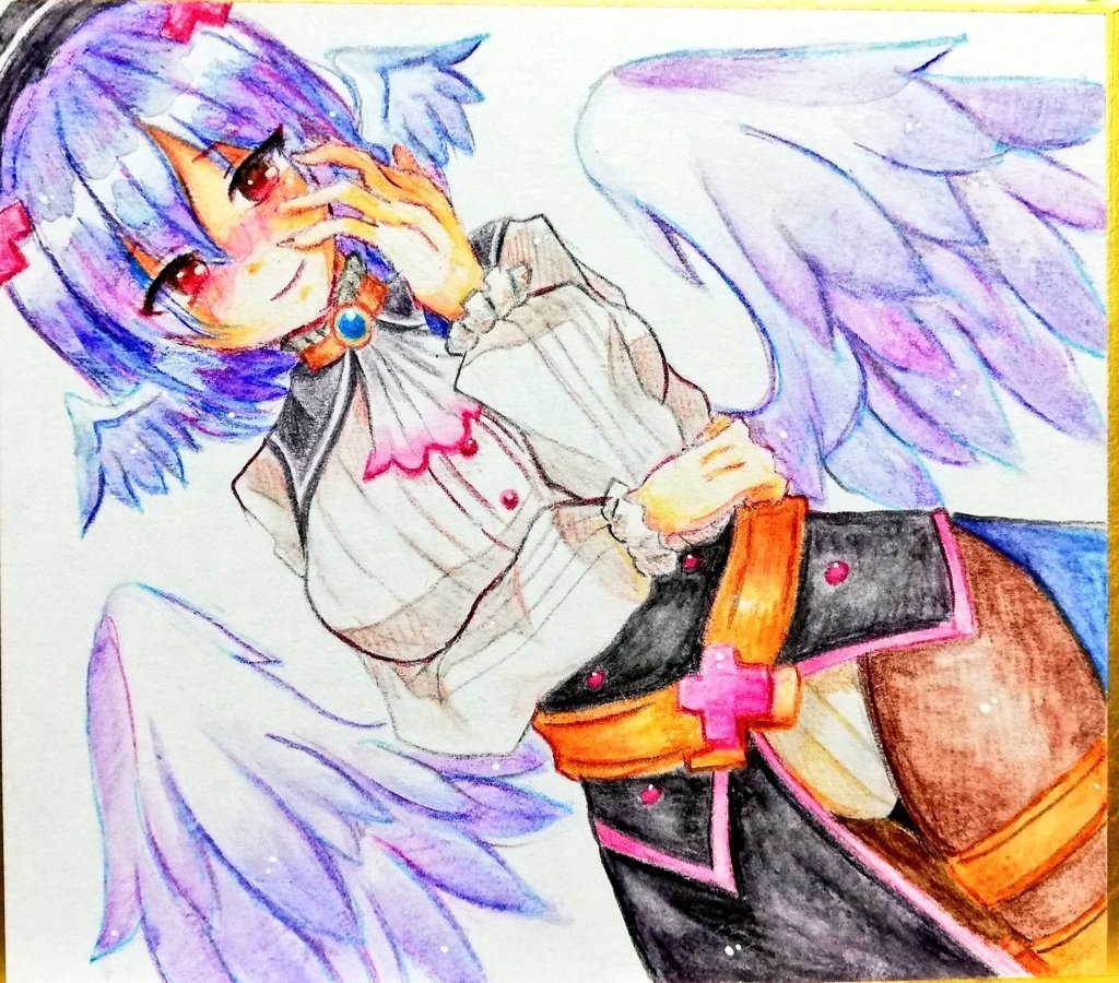 【一点物】手描きイラスト色紙・守護魔ラン