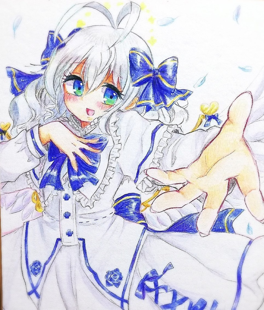 【中色紙】手描きイラスト色紙・エンジェルフェザーアルマ