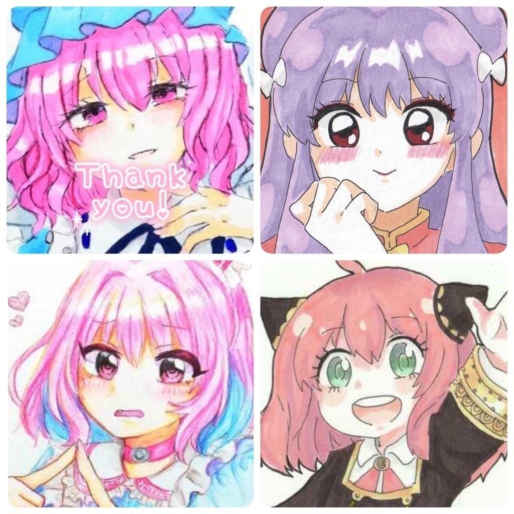 【同人手描きイラスト】幽々子/シャンプー/りあむ/アーニャ