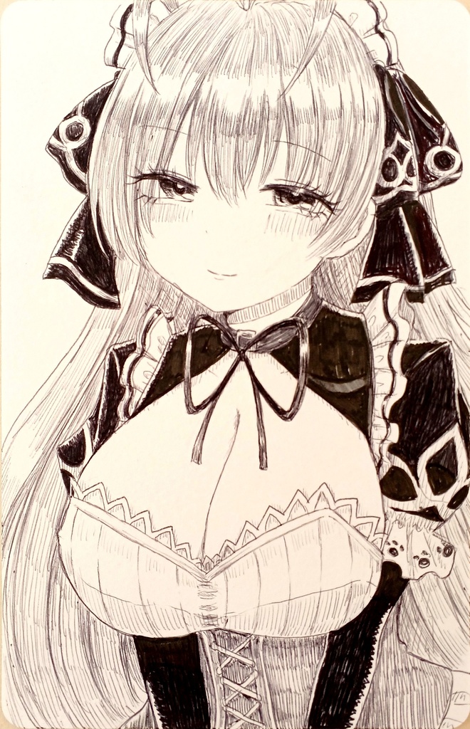 【同人手描きイラスト原画】キリエさん【ほぼハガキサイズ】