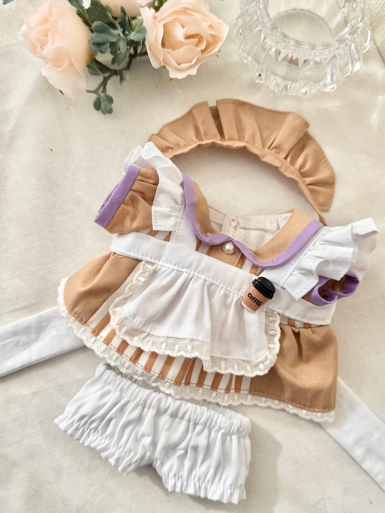 15センチぬいサイズ ウェイトレスセット カフェオレ「takeout」