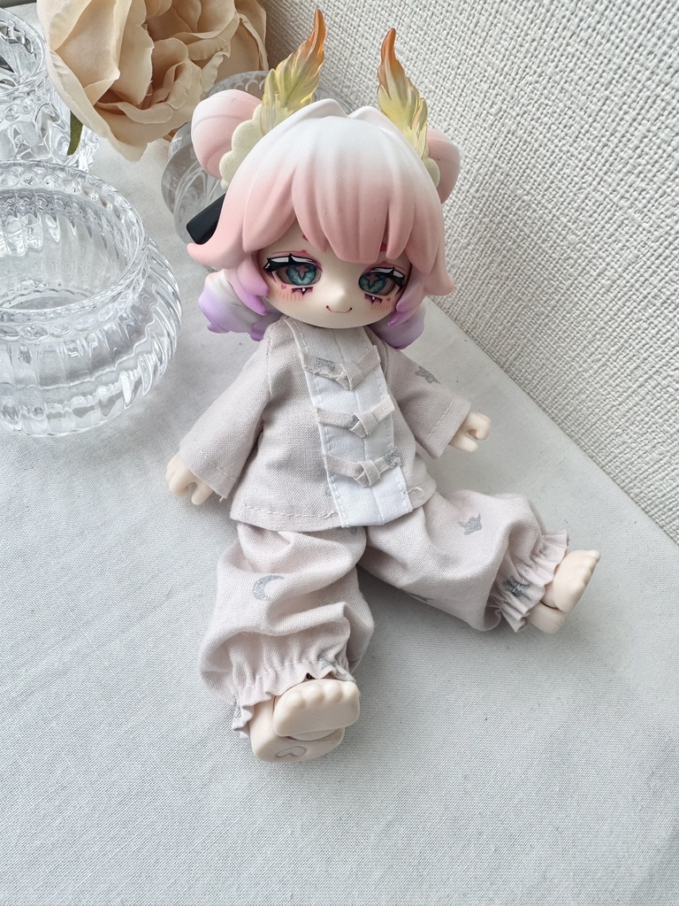 カンフーパジャマ 星屑柄 グレイッシュピンク