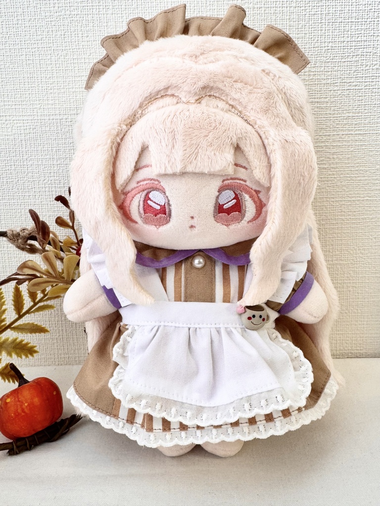 ぬい服 無属性ぬいぐるみ20センチサイズ ウェイトレスセット カフェオレ「cup」