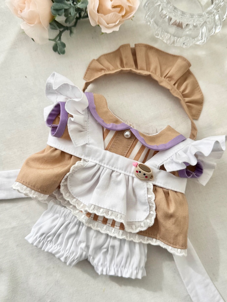 ぬい服 無属性ぬいぐるみ20センチサイズ ウェイトレスセット カフェオレ「cup」