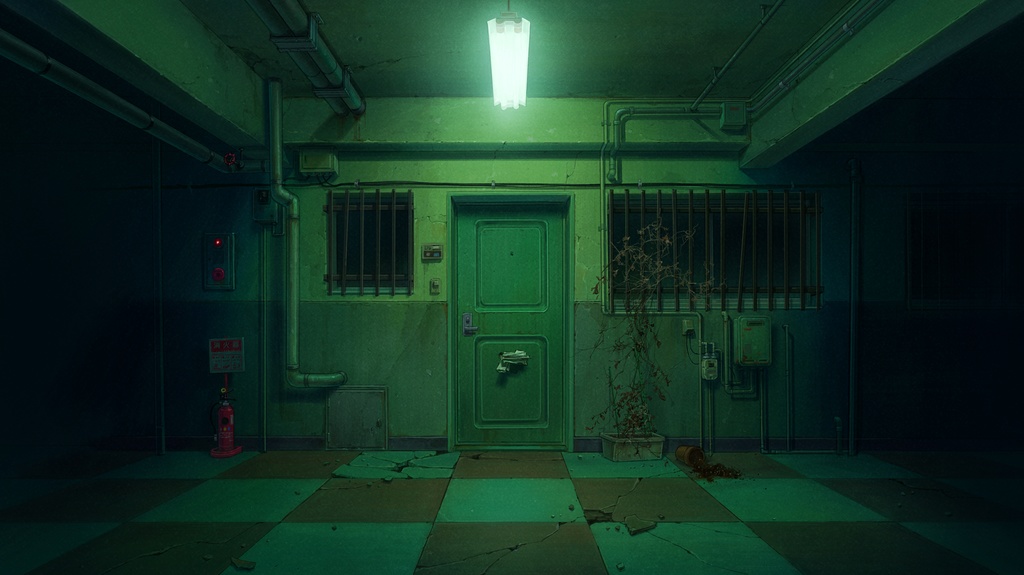 夜の廊下の背景素材