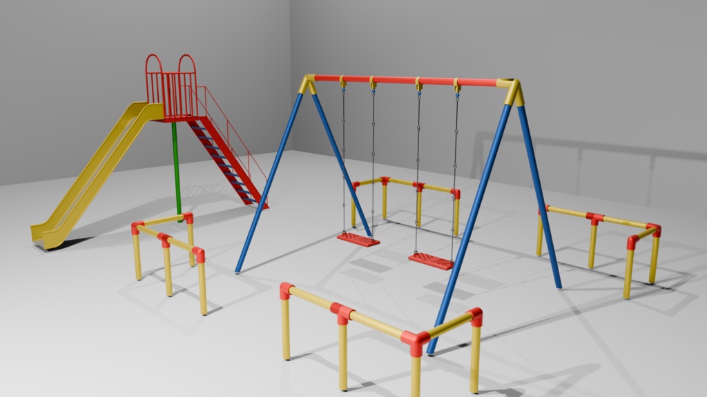 3Dモデル 公園の遊具 ブランコ、滑り台 - johnbooth - BOOTH
