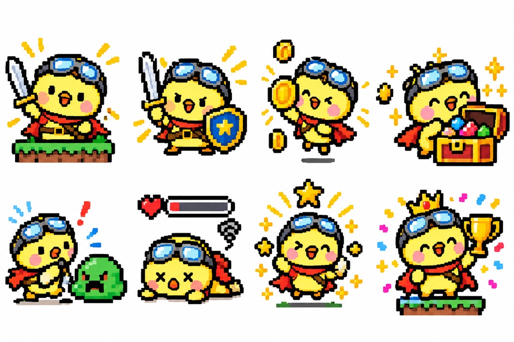 ぴいちゃんスタンプシリーズ24点デジタルステッカー