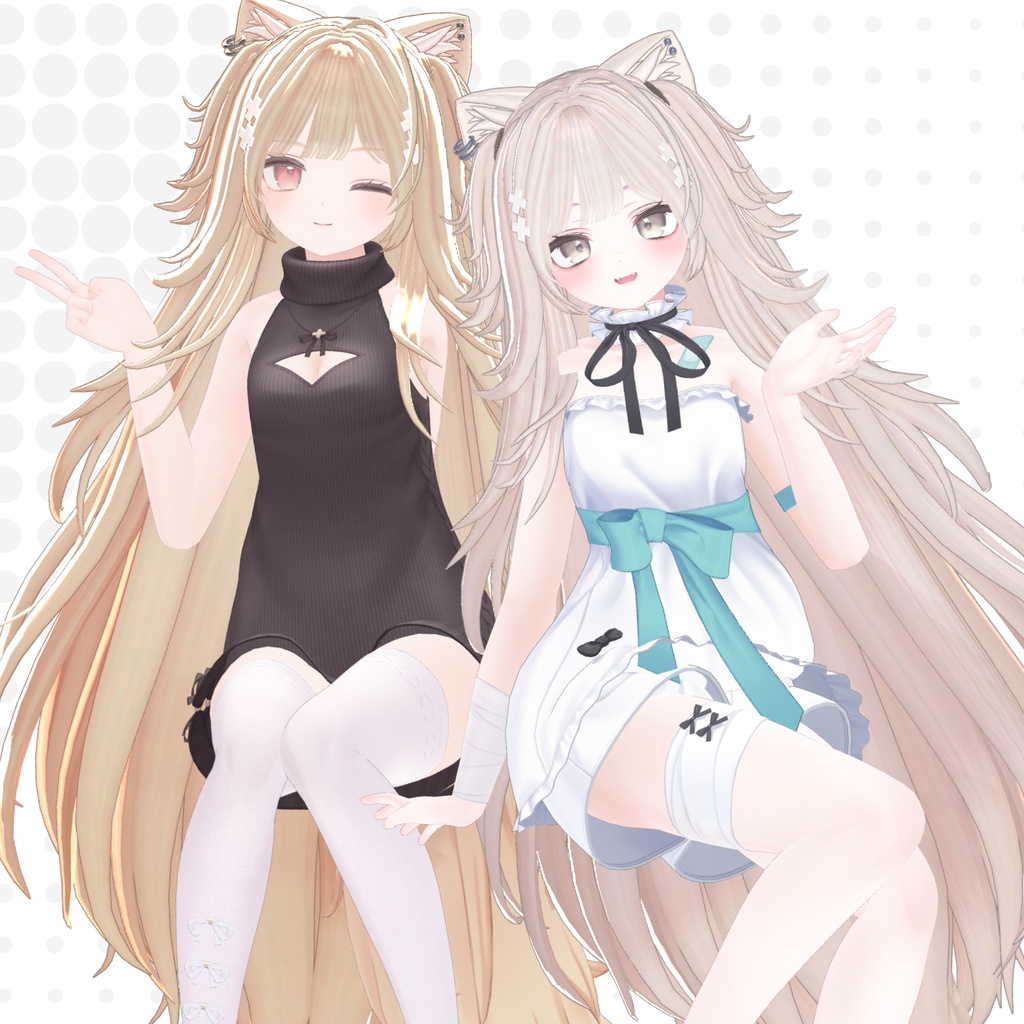 【発売記念sale】がるにゃん!~harf twin~【16avatar】【VRChair】