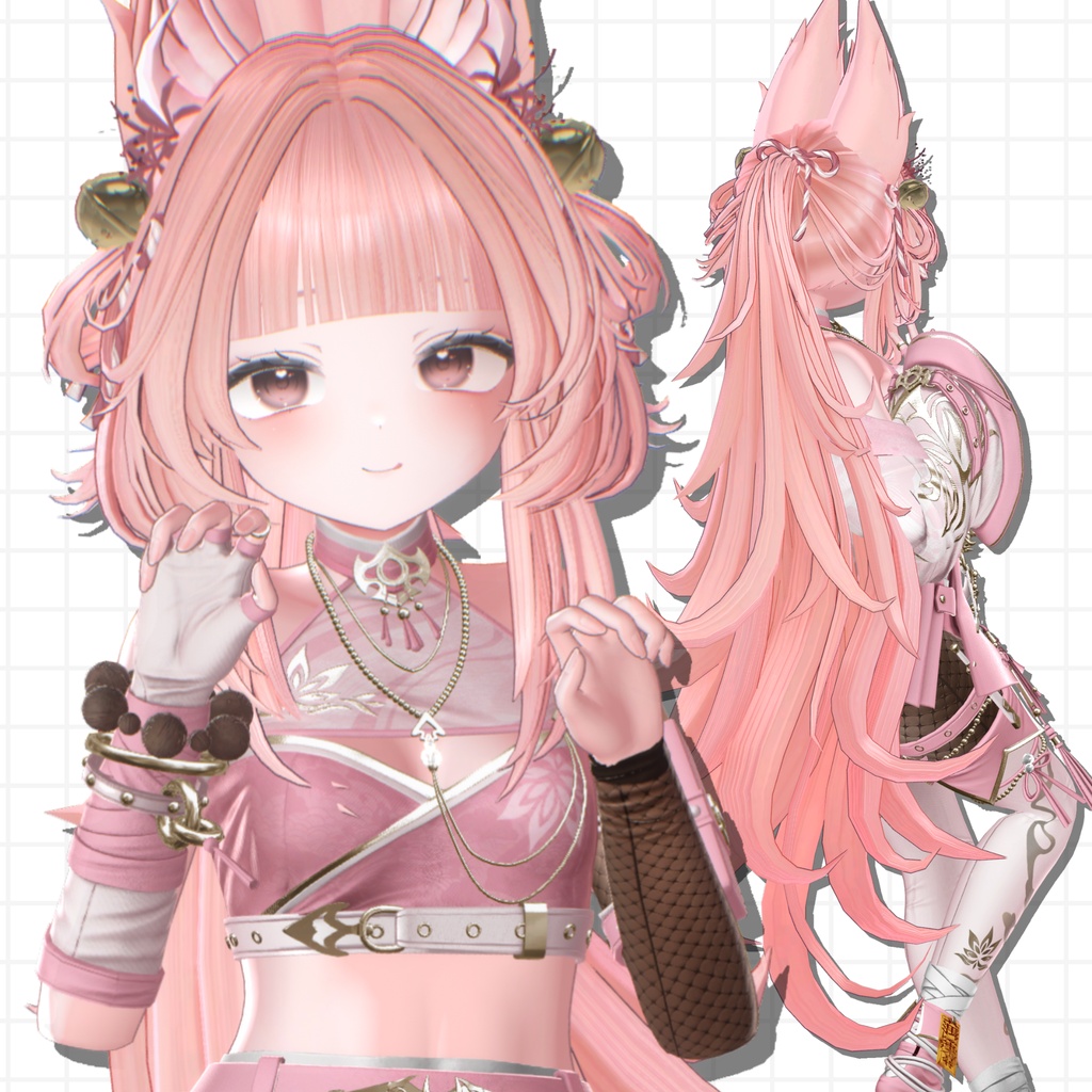 【発売記念SALE】🦊きつねポニーテール&ロングヘア【14avatar】【2way】