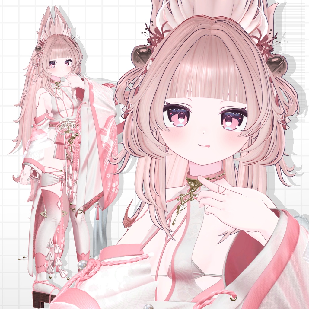 【発売記念SALE】🦊きつねポニーテール&ロングヘア【14avatar】【2way】
