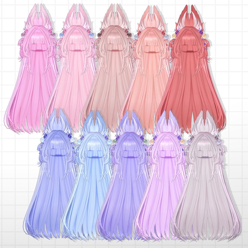 【発売記念SALE】🦊きつねポニーテール&ロングヘア【14avatar】【2way】