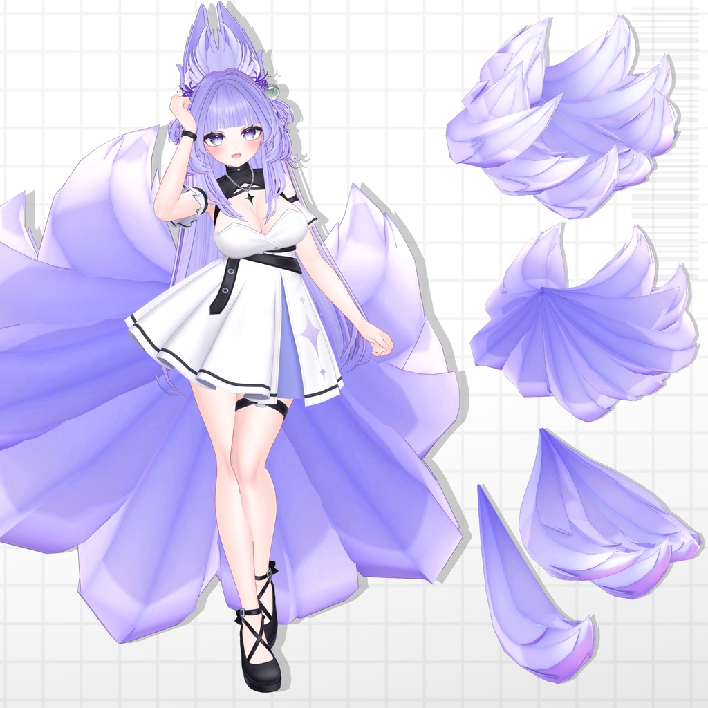 【発売記念SALE】🦊きつねポニーテール&ロングヘア【14avatar】【2way】