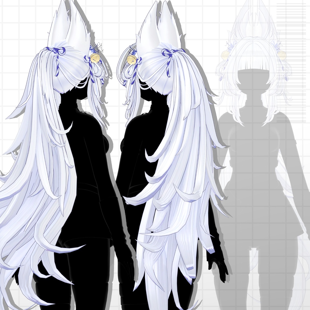 【発売記念SALE】🦊きつねポニーテール&ロングヘア【14avatar】【2way】