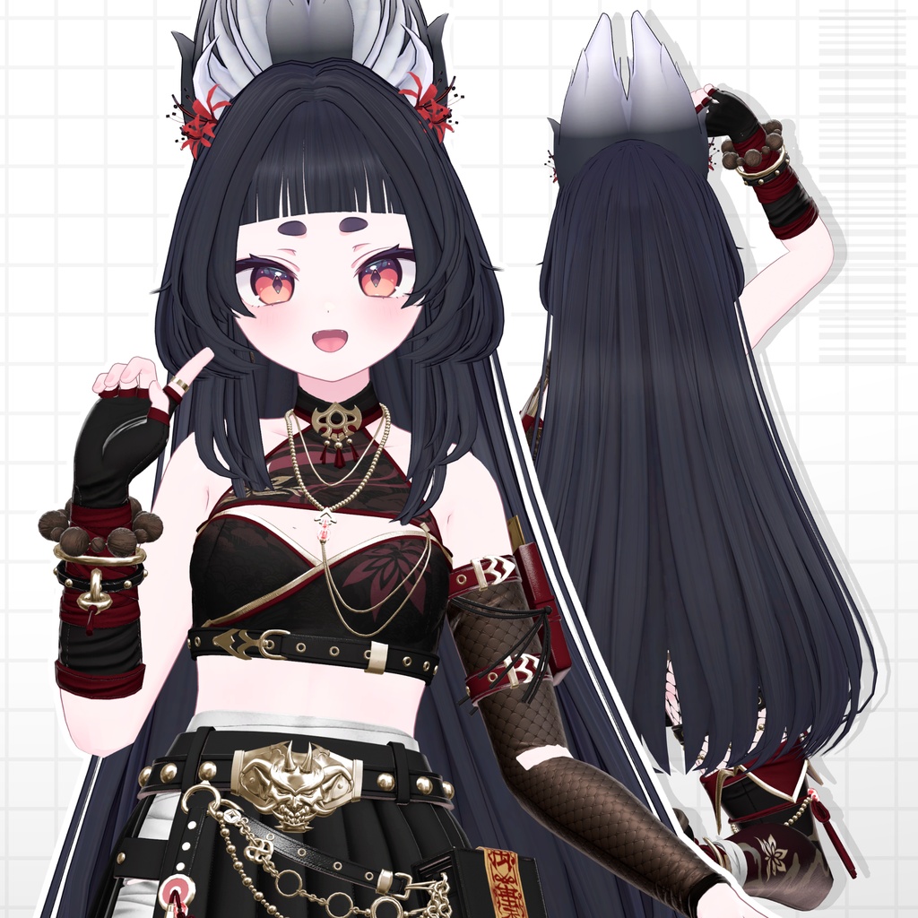 【発売記念SALE】🦊きつねポニーテール&ロングヘア【14avatar】【2way】