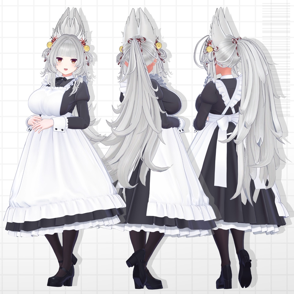 【発売記念SALE】🦊きつねポニーテール&ロングヘア【14avatar】【2way】
