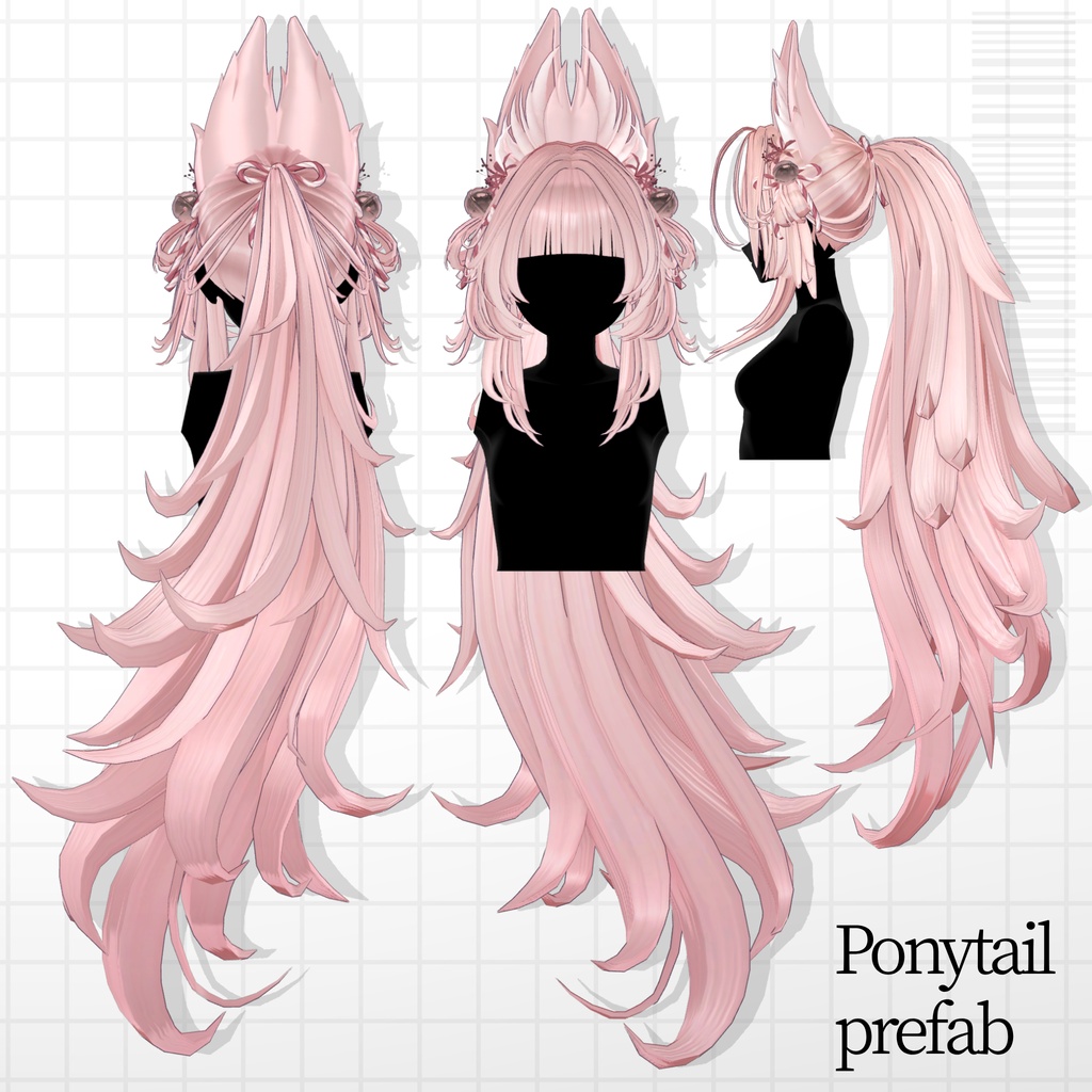 【発売記念SALE】🦊きつねポニーテール&ロングヘア【14avatar】【2way】