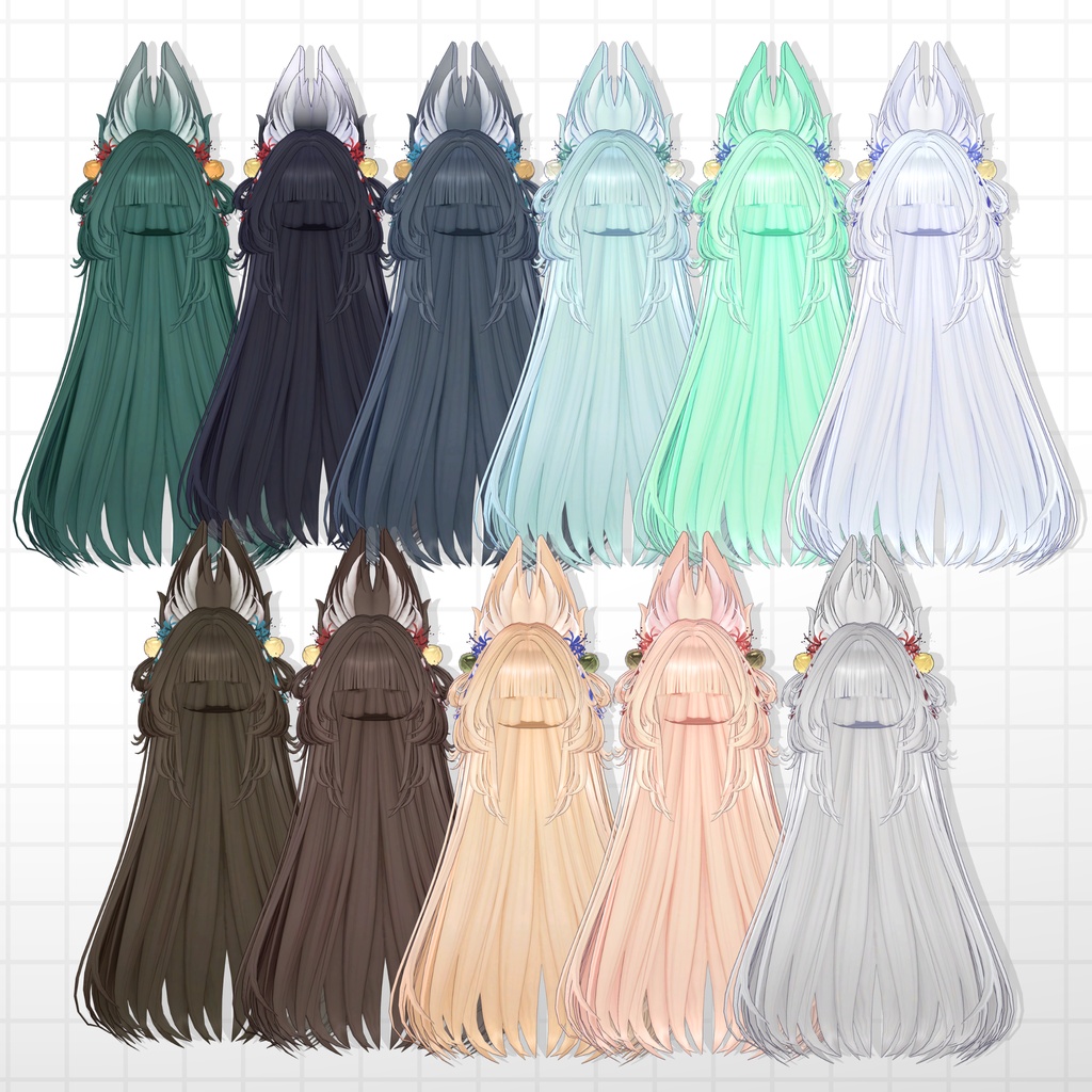 【発売記念SALE】🦊きつねポニーテール&ロングヘア【14avatar】【2way】
