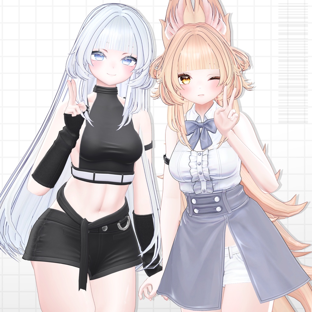 【発売記念SALE】🦊きつねポニーテール&ロングヘア【14avatar】【2way】