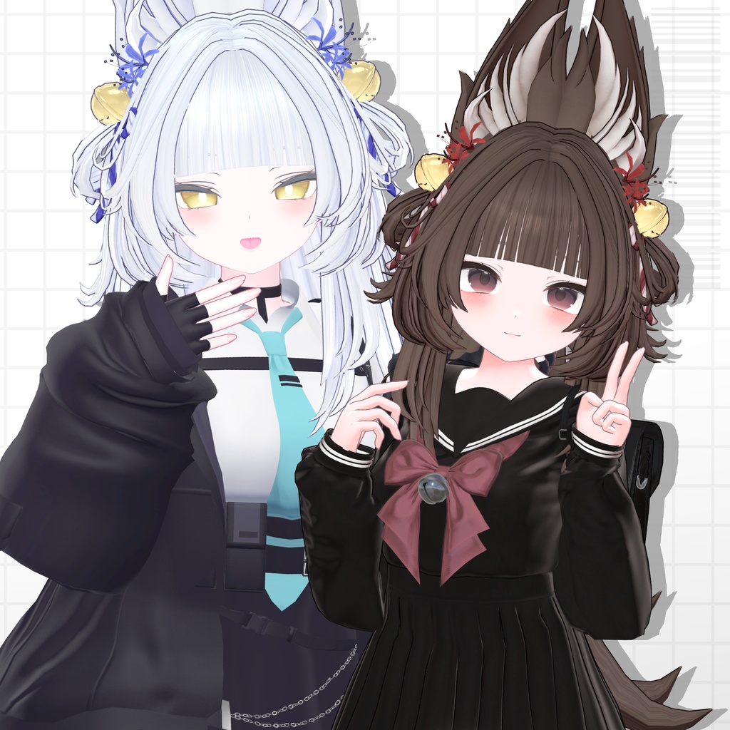 【発売記念SALE】🦊きつねポニーテール&ロングヘア【14avatar】【2way】