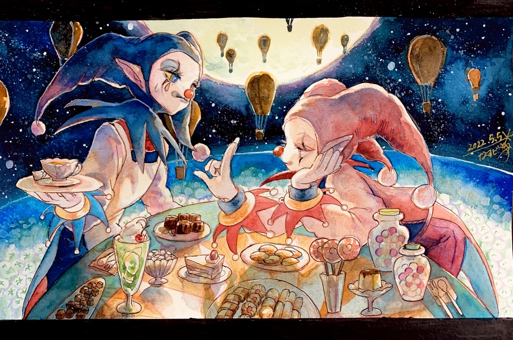 道化師モチーフ原画2種