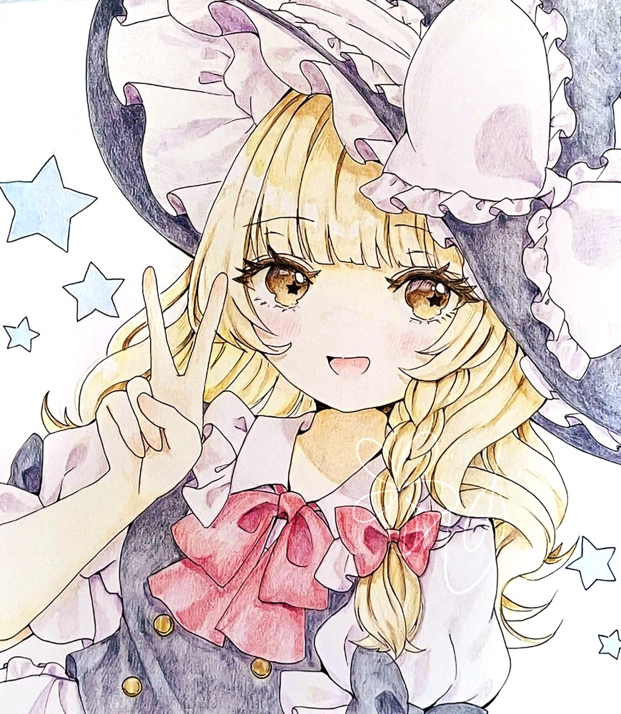 手描き色紙(大)霧雨魔理沙(東方project)