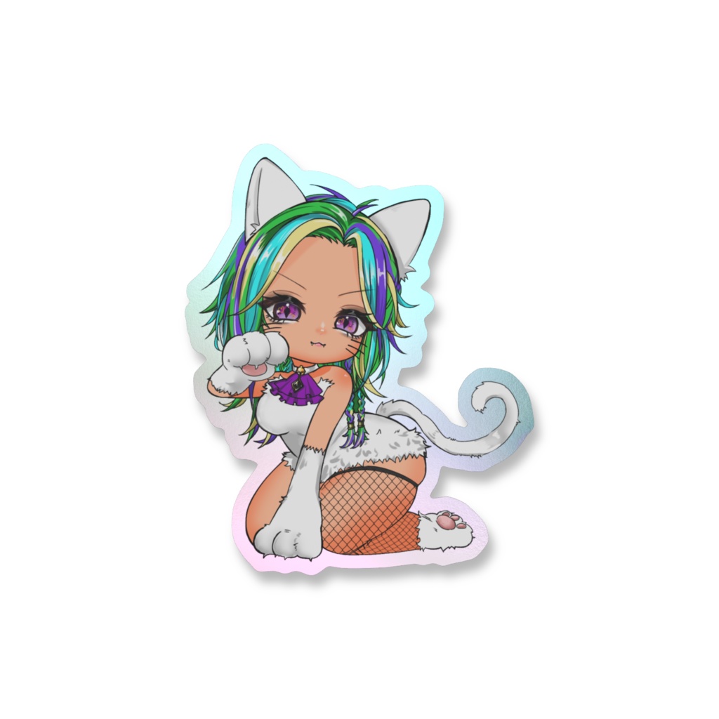 白猫しぇ〜な🐱キラキラステッカー🐱