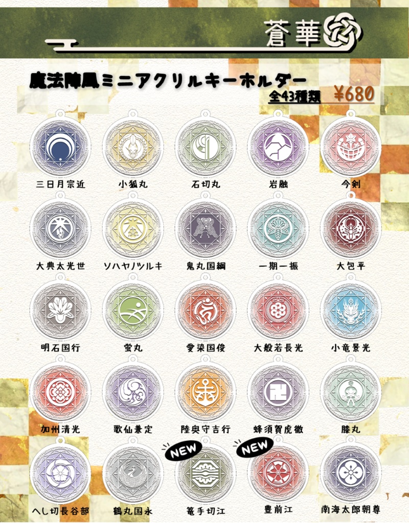 刀剣乱舞イメージ 【魔法陣風】【ミニ版】アクリルキーホルダー