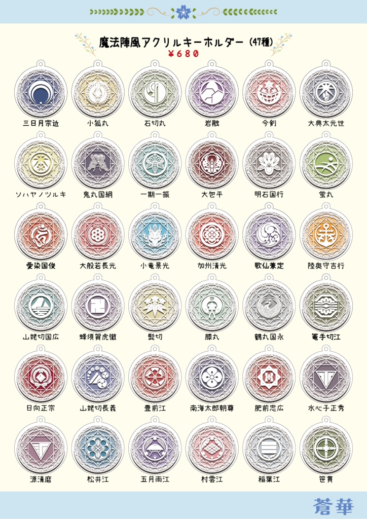 刀剣乱舞イメージ 【魔法陣風】【ミニ版】アクリルキーホルダー
