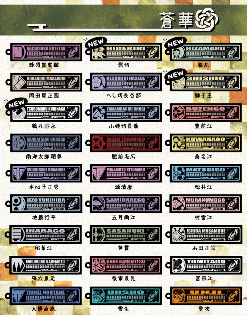 刀剣乱舞イメージ 【サイバー風】【スクエア型】アクリルキーホルダー