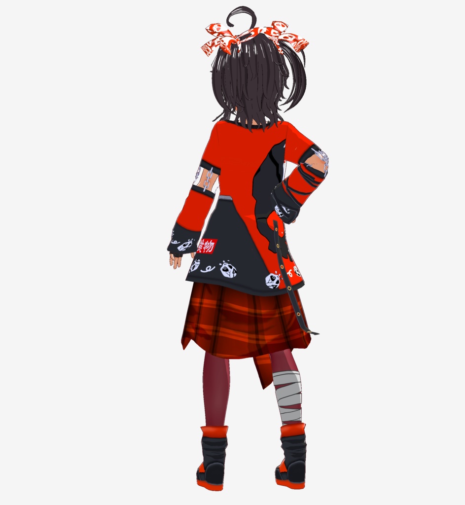 Vroid用 ハーフTシャツ腰布(Skull2)