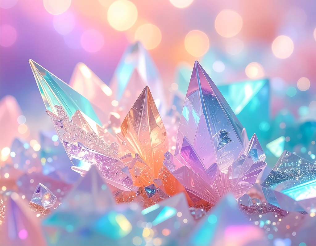 虹色パステルクリスタル抽象背景