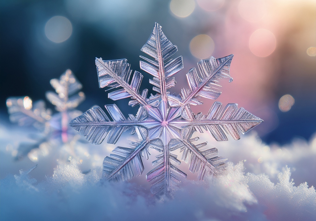魔法のように降り注ぐ雪の結晶背景