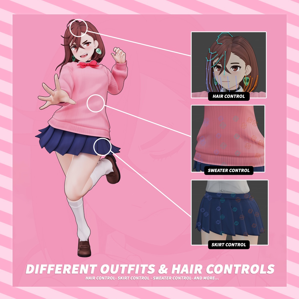 Momo Ayase Model (T Pose + Outfit Variations)