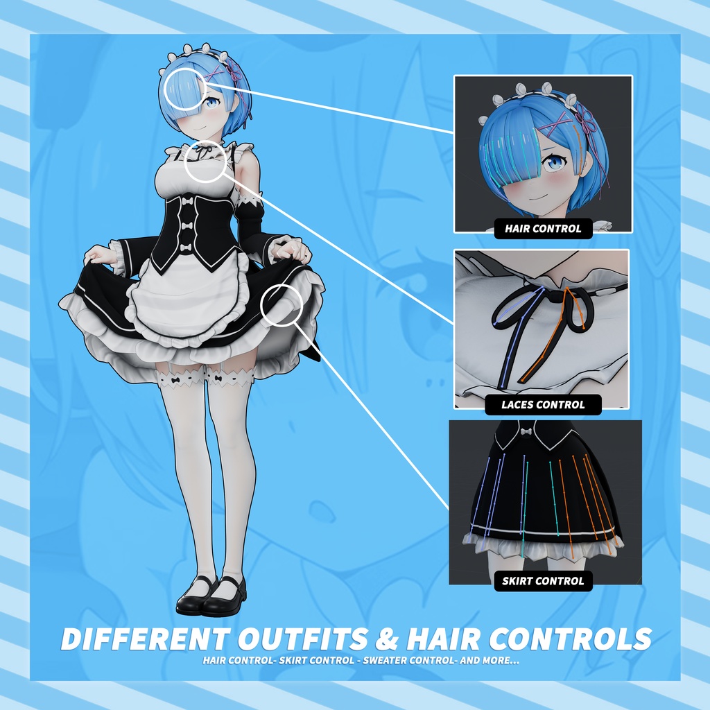 Rem Model (T Pose + Outfit Variations)