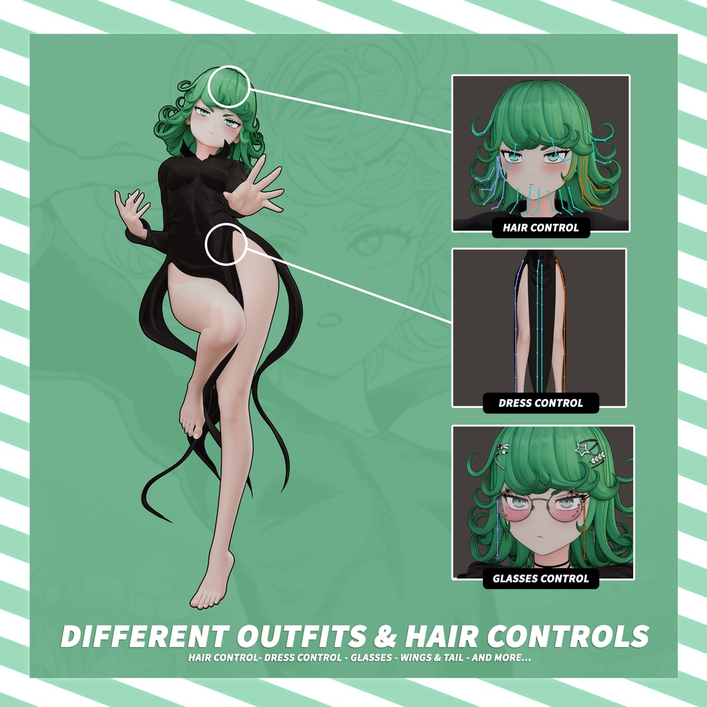 Tatsumaki Model (T Pose + Outfit Variations)