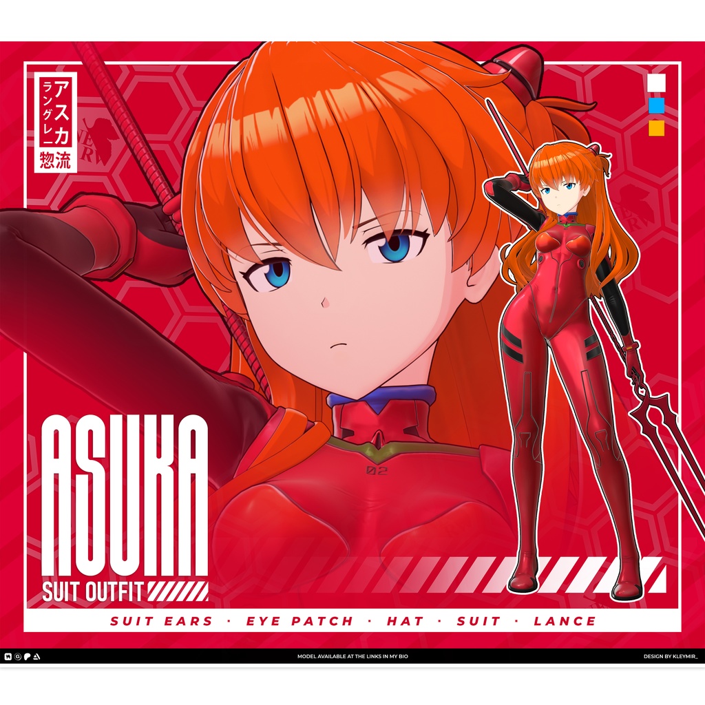 Asuka Langley Model (T Pose + Outfit Variations + VRM Files)