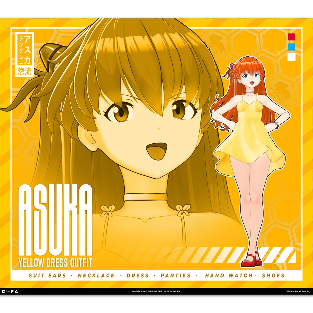Asuka Langley Model (T Pose + Outfit Variations + VRM Files)