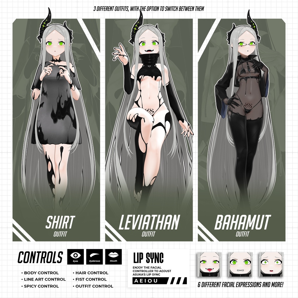 Leviathan Model (T Pose + Outfit Variations)