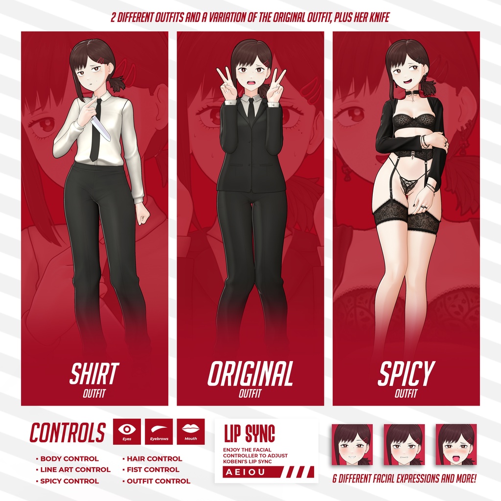 Kobeni Model (T Pose + Outfit Variations)