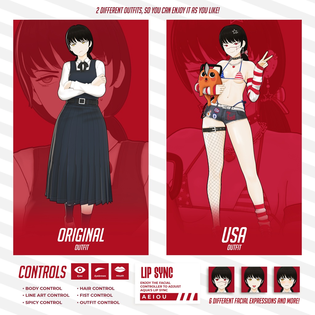 Asa & Yoru Model (T Pose + Outfit Variations)