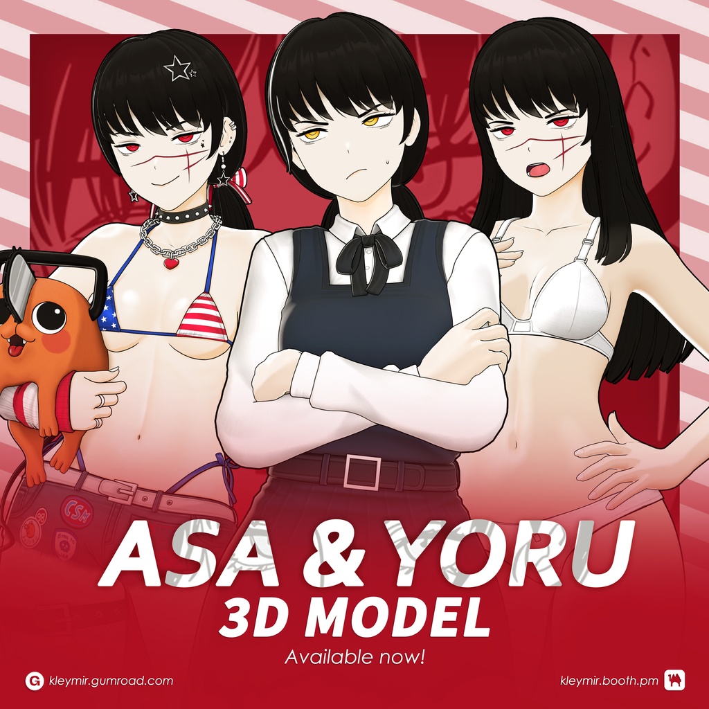 Asa & Yoru Model (T Pose + Outfit Variations)