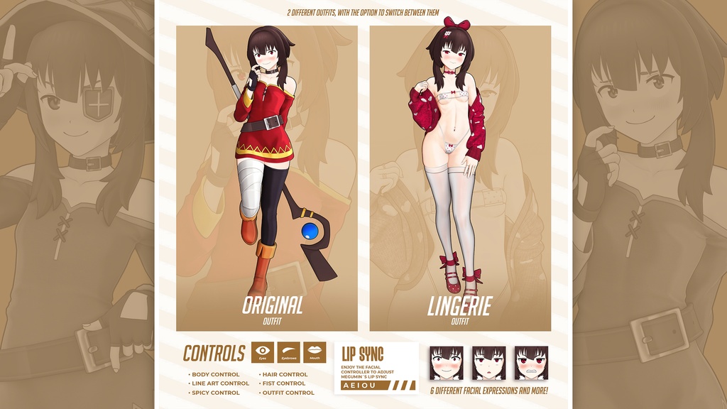 Megumin Model (T Pose + Outfit Variations)