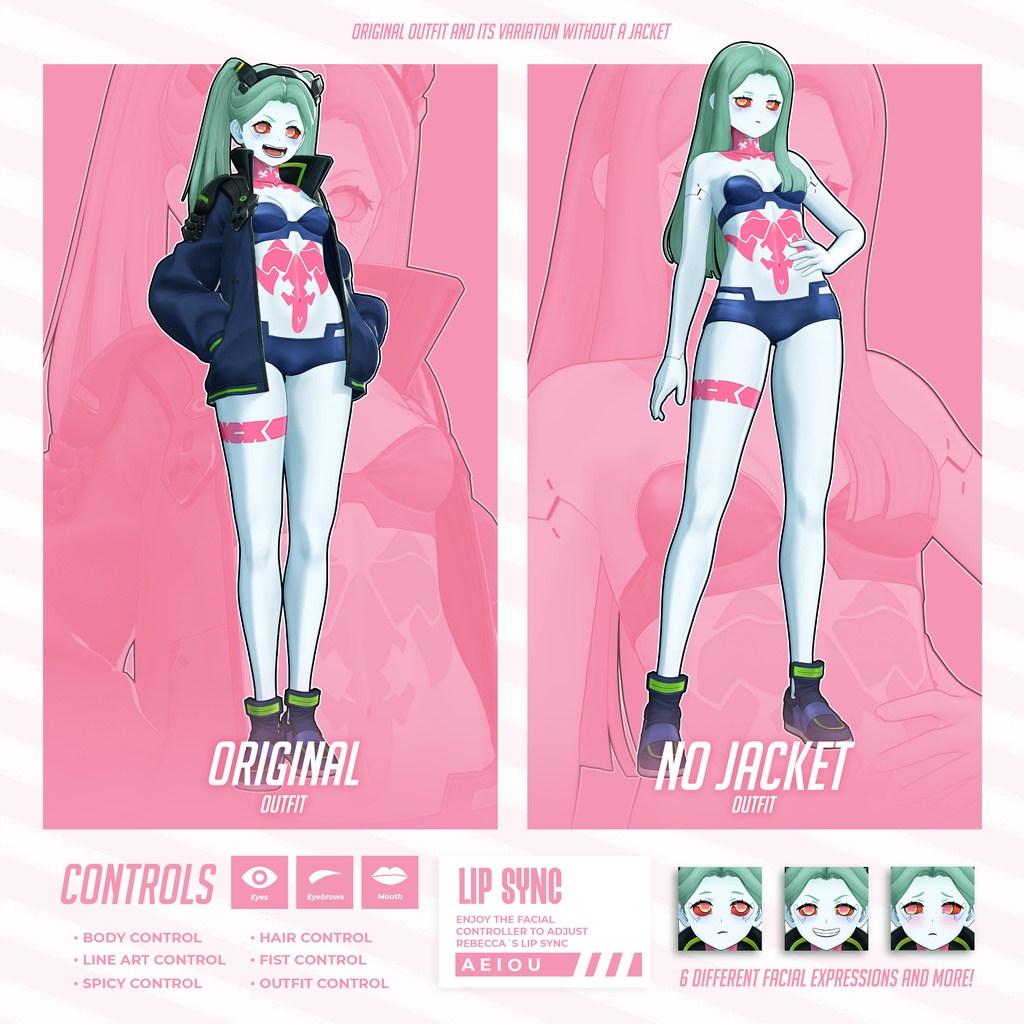 Rebecca Model (T Pose + Outfit Variations)
