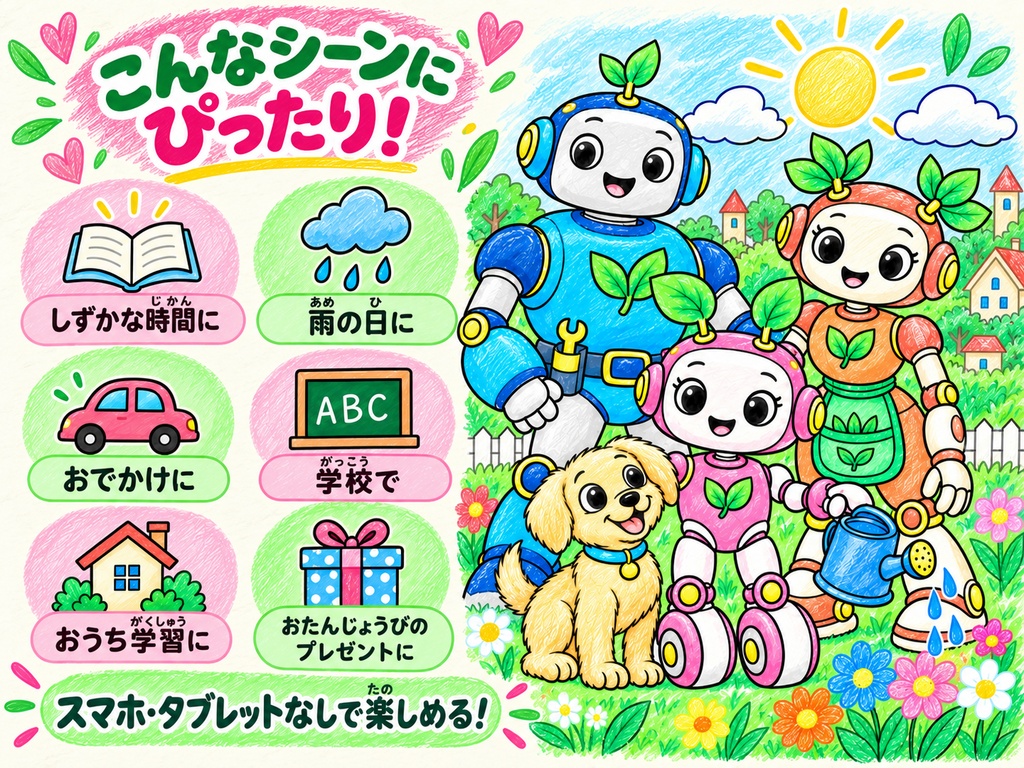 「ルミと小さな芽」ストーリーぬりえ 別絵バージョン 24枚 印刷用PDFデータ 対象年齢:4~8歳