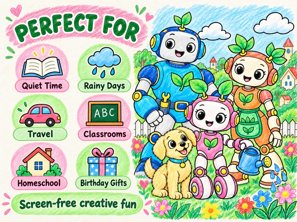 English Edition – “Lumi and the Little Sprout” Alternate illustration version Story Coloring Book 24 Pages • Printable PDF Files • Recommended Ages: 4–8