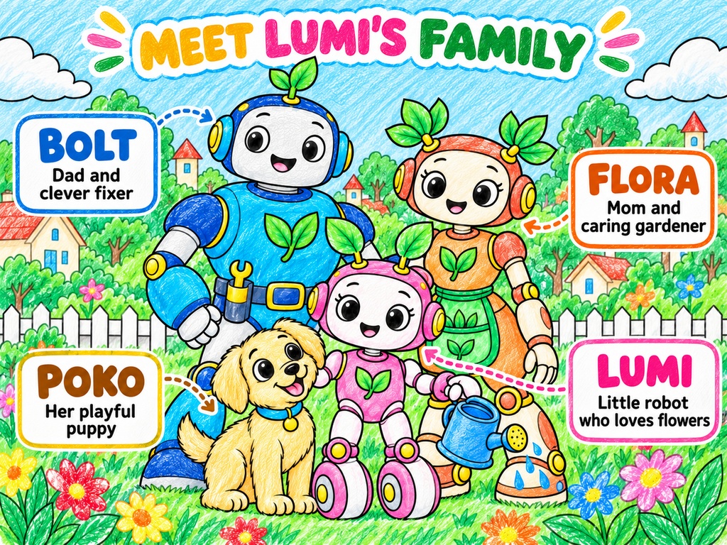English Edition – “Lumi and the Little Sprout” Alternate illustration version Story Coloring Book 24 Pages • Printable PDF Files • Recommended Ages: 4–8