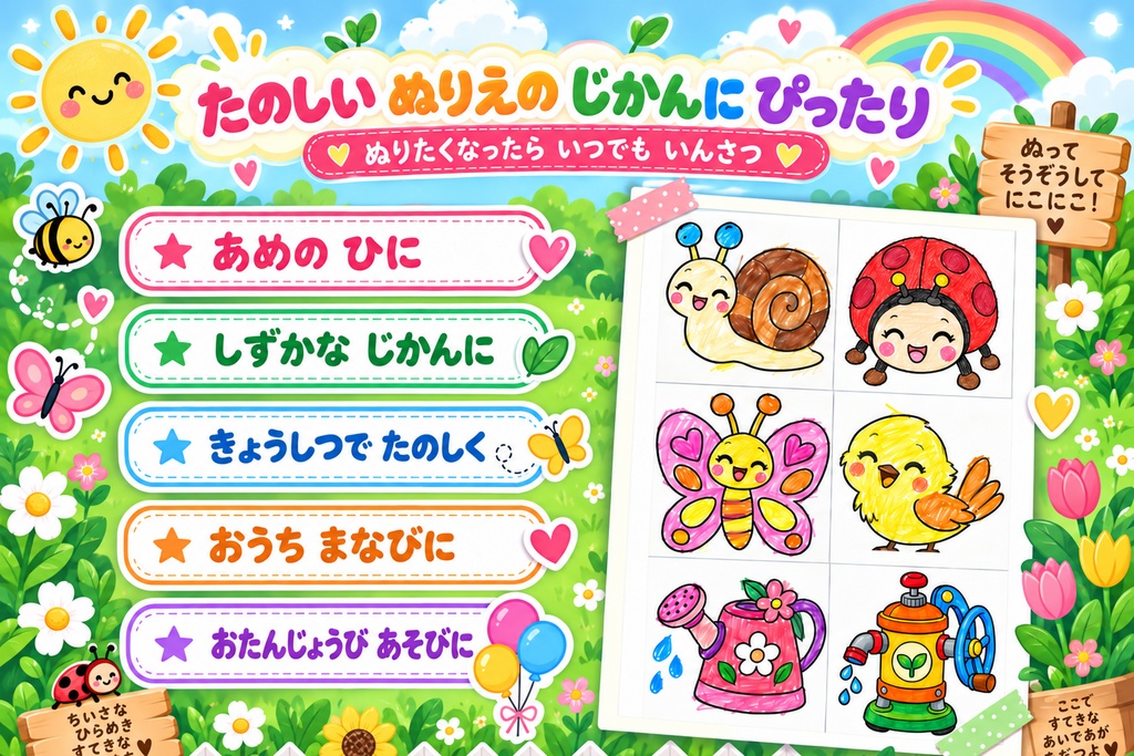 子供向けぬりえ 15枚 「ルミのかぞく」 印刷用PDFデータ