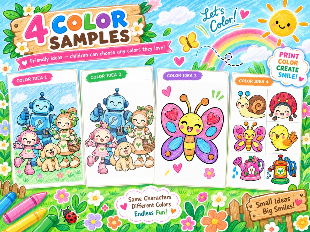 English edition Lumi’s Family – 15 Printable Coloring Pages for Kids – Digital PDF Download