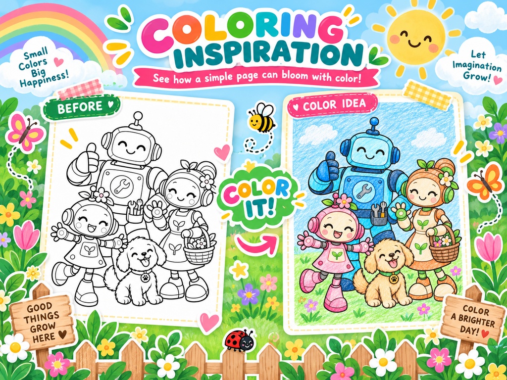 English edition Lumi’s Family – 15 Printable Coloring Pages for Kids – Digital PDF Download
