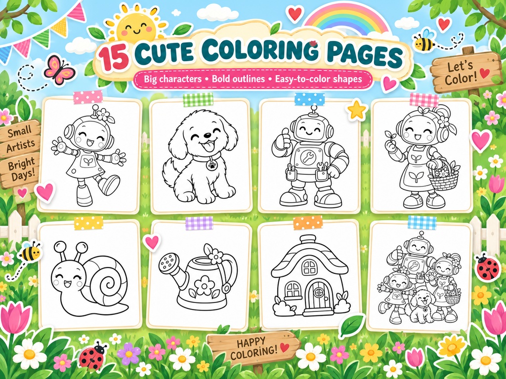 English edition Lumi’s Family – 15 Printable Coloring Pages for Kids – Digital PDF Download